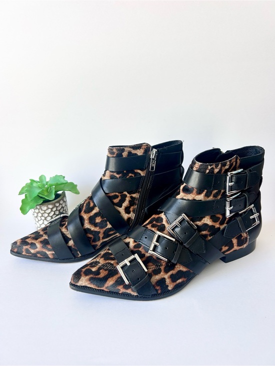 Ash Shoes - ASH Blast Buckle Boots in Leopard Black Leather Size 37